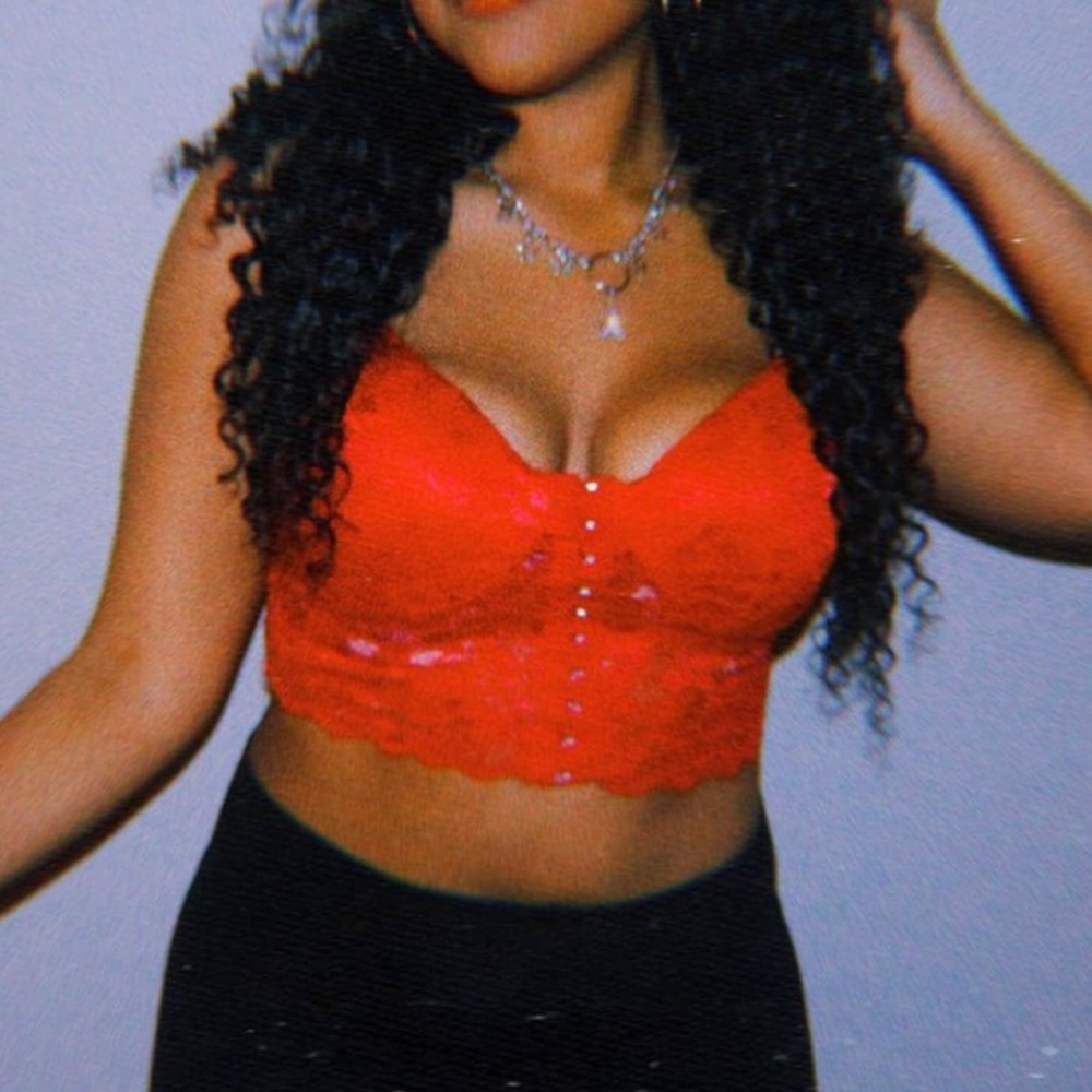 red lace bralette crop top